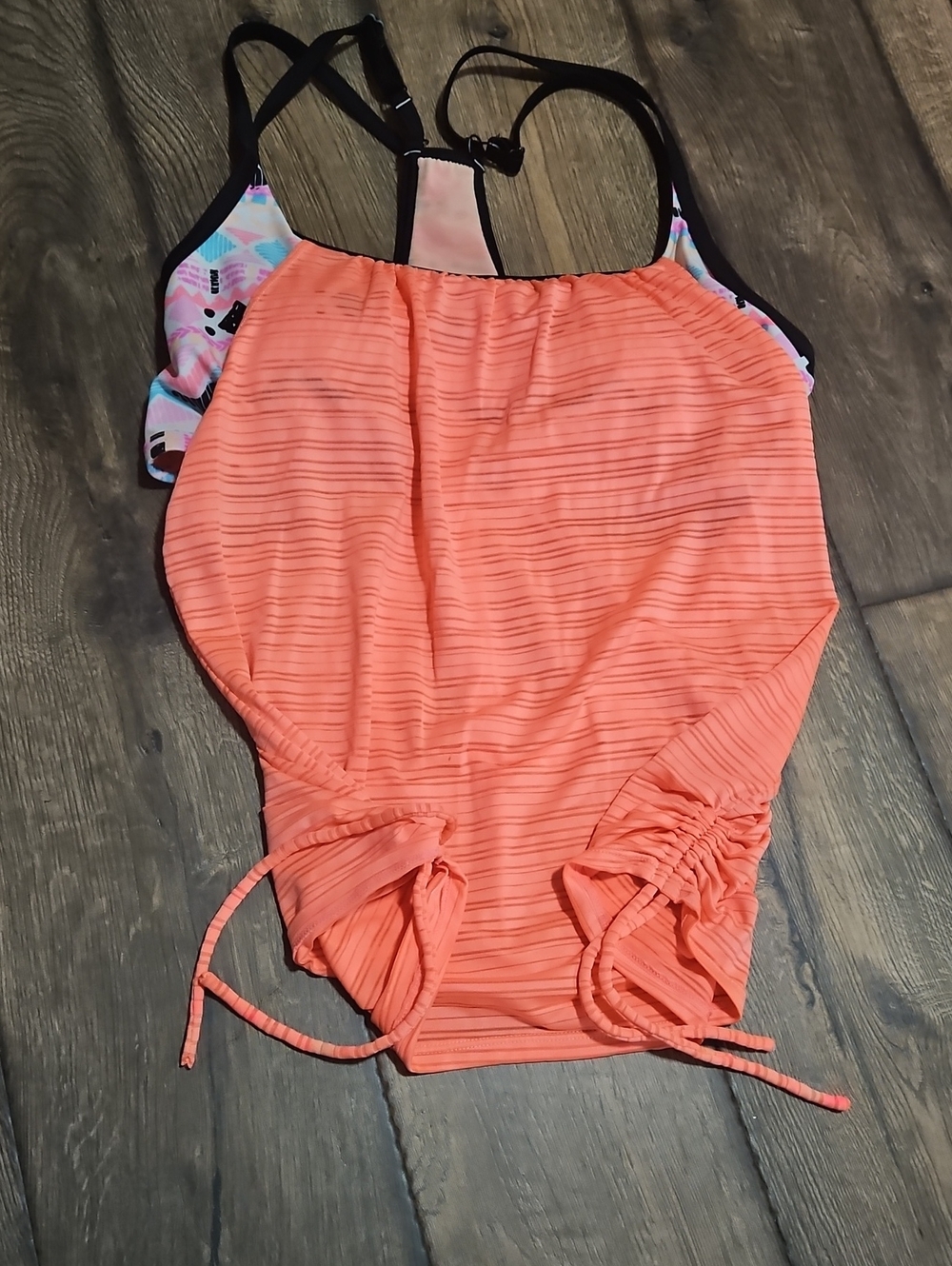 Gerry Weber Pastel Chevron-Patterned Swim Top in Pink, Blue & Black